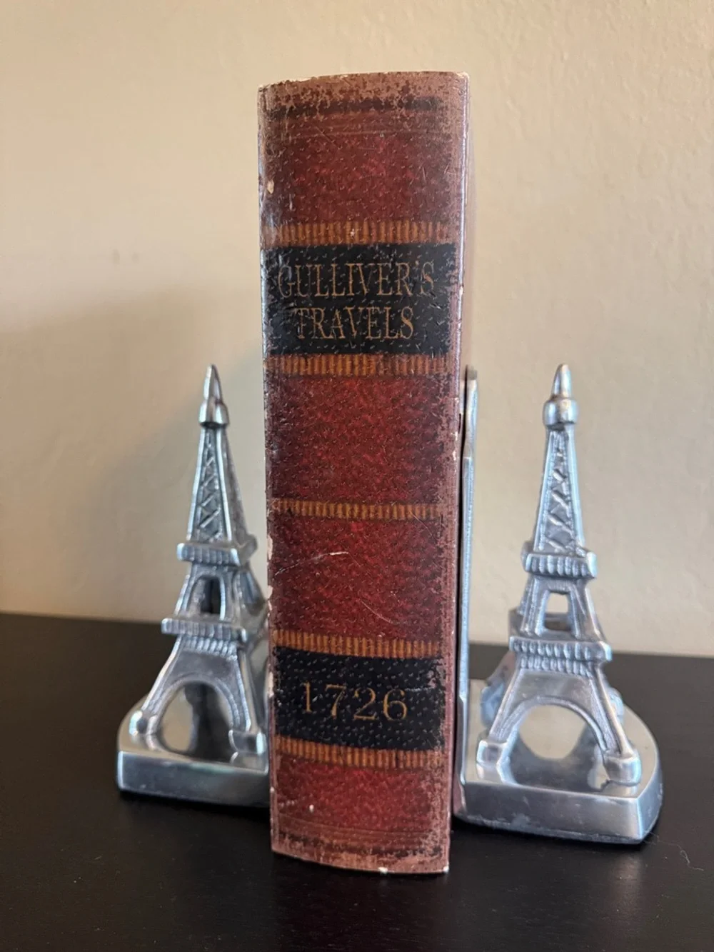 Vintage Style Silver Eiffel Tower Metal Bookends Set Heavy Weighted Paris Decor